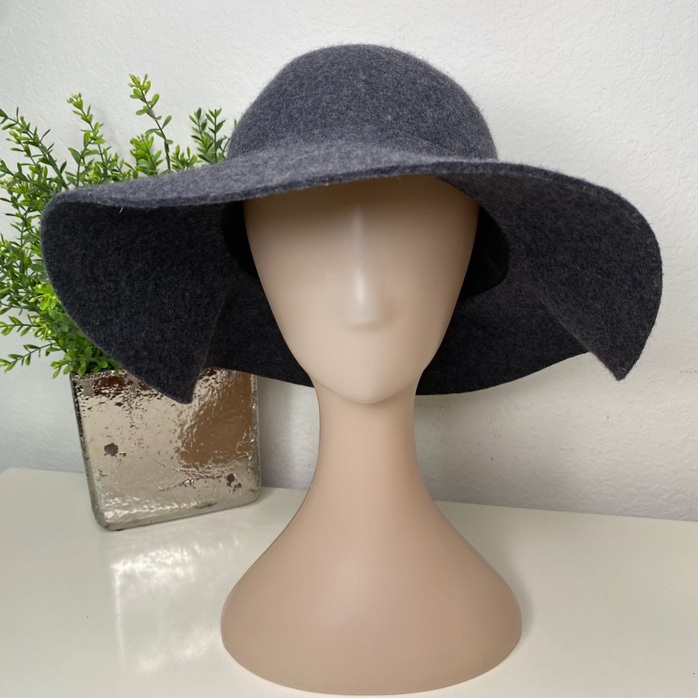 Banana Republic Dark Gray Wool Blend‎ Felt Floppy Hat Boho Timeless Size M/L